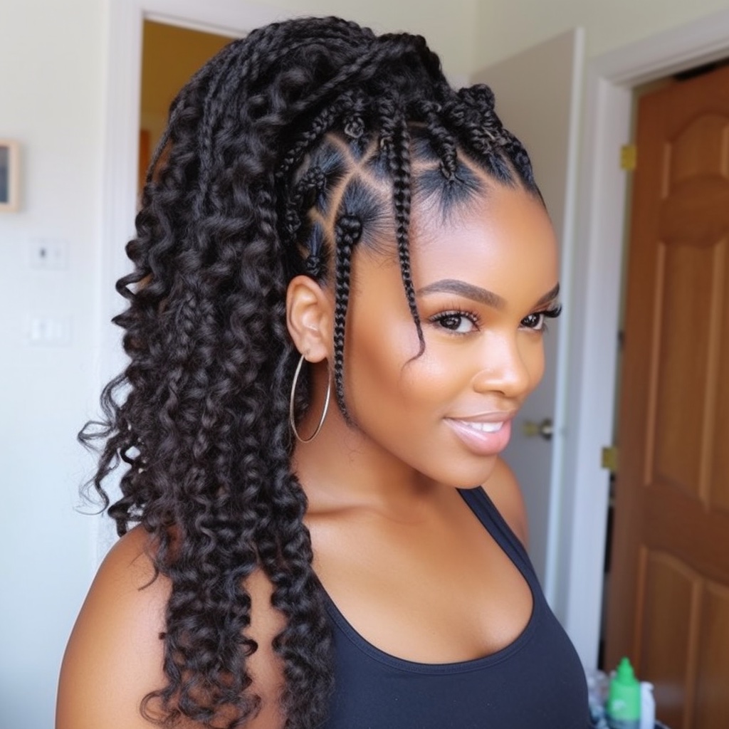 Woman with Boho Braids Hairstyle