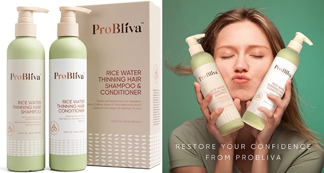 ProBliva Rice Water Shampoo and Conditioner Set for Hair Growth