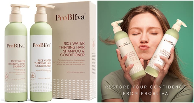 ProBliva Rice Water Shampoo and Conditioner Set: A Promising Solution for Hair Thinning and Growth